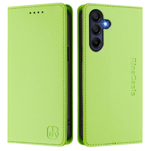 For Samsung Galaxy A37 5G / A56 5G / A36 5G Leather Case RINACASIS RC01 Phone Cover with RFID Blocking Wallet Stand - Green - 1