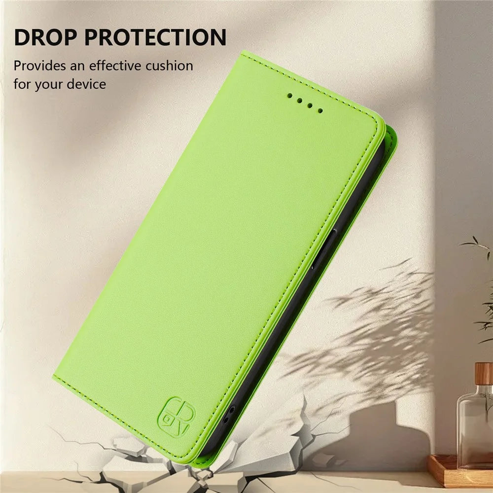 For Samsung Galaxy A37 5G / A56 5G / A36 5G Leather Case RINACASIS RC01 Phone Cover with RFID Blocking Wallet Stand - Green - 6