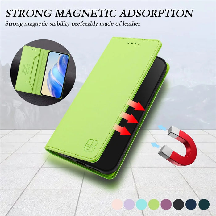 For iPhone 16 Pro Max Leather Case RINACASIS RC01 Phone Cover with RFID Blocking Wallet Stand - Green - 4
