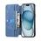 For iPhone 17e / 16e Leather Case Cross Texture Detachable Magnetic Phone Cover Wallet Stand - Blue - 5