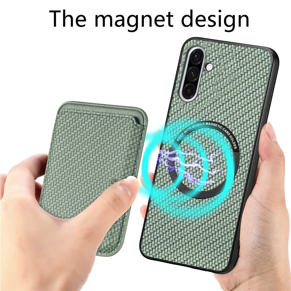 For Samsung Galaxy A36 5G Case Magnetic Detachable Card Holder Phone Back Cover - Green - 3
