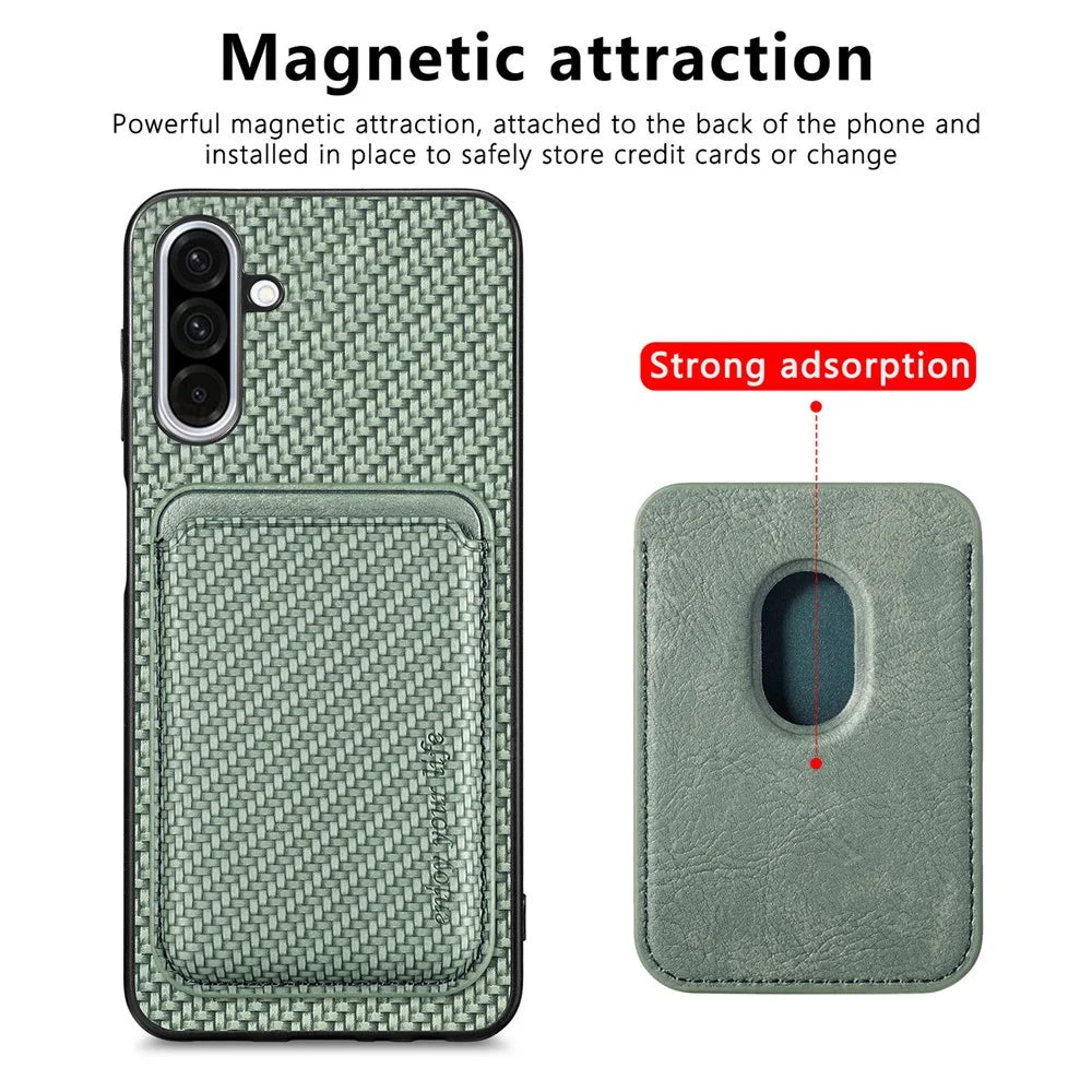 For Samsung Galaxy A36 5G Case Magnetic Detachable Card Holder Phone Back Cover - Green - 4