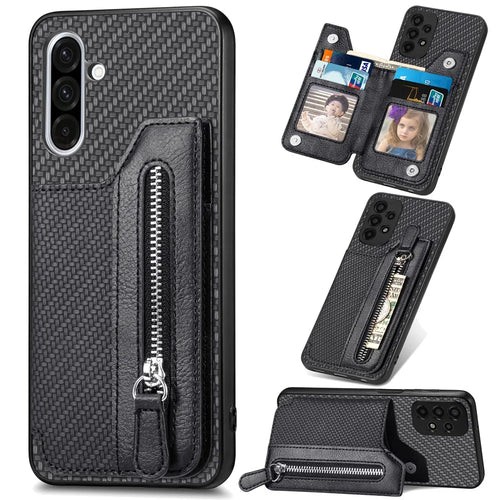 For Samsung Galaxy A36 5G Case Leather+PC+TPU Zipper Wallet Phone Cover - Black - 1