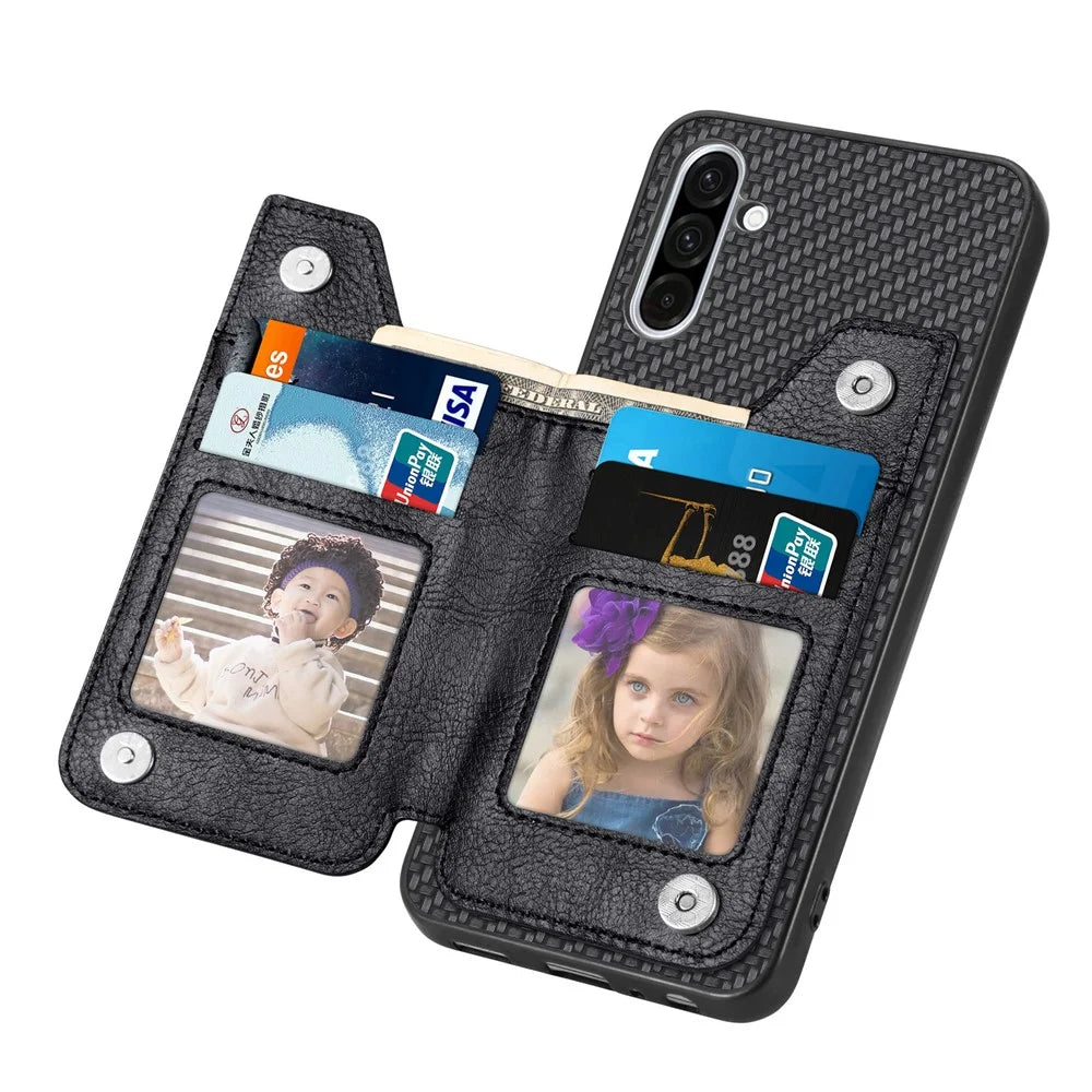 For Samsung Galaxy A36 5G Case Leather+PC+TPU Zipper Wallet Phone Cover - Black - 5