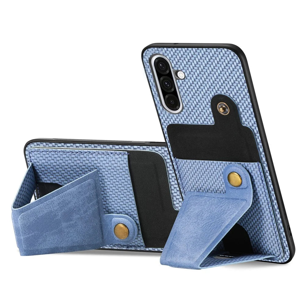 For Samsung Galaxy A36 5G Case with K-Shaped Kickstand Leather Phone Back Cover - Blue - 2