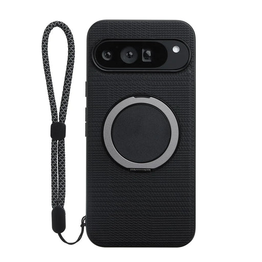 VILI D-THS Series for Google Pixel 9 Pro XL Magnetic Case Ring Kickstand PC TPU Phone Back Cover with Strap - Black - 2