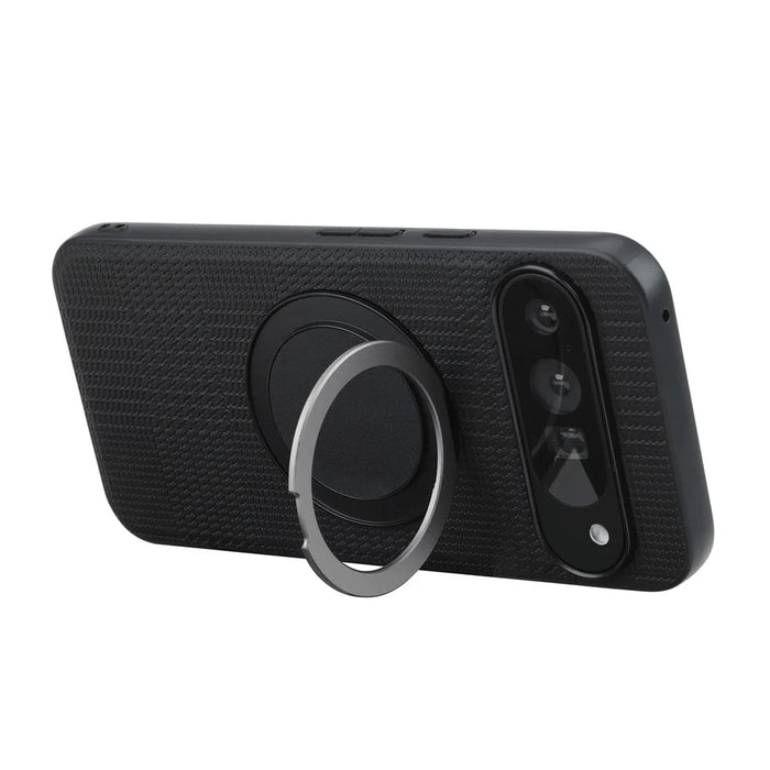 VILI D-THS Series for Google Pixel 9 Pro XL Magnetic Case Ring Kickstand PC TPU Phone Back Cover with Strap - Black - 6