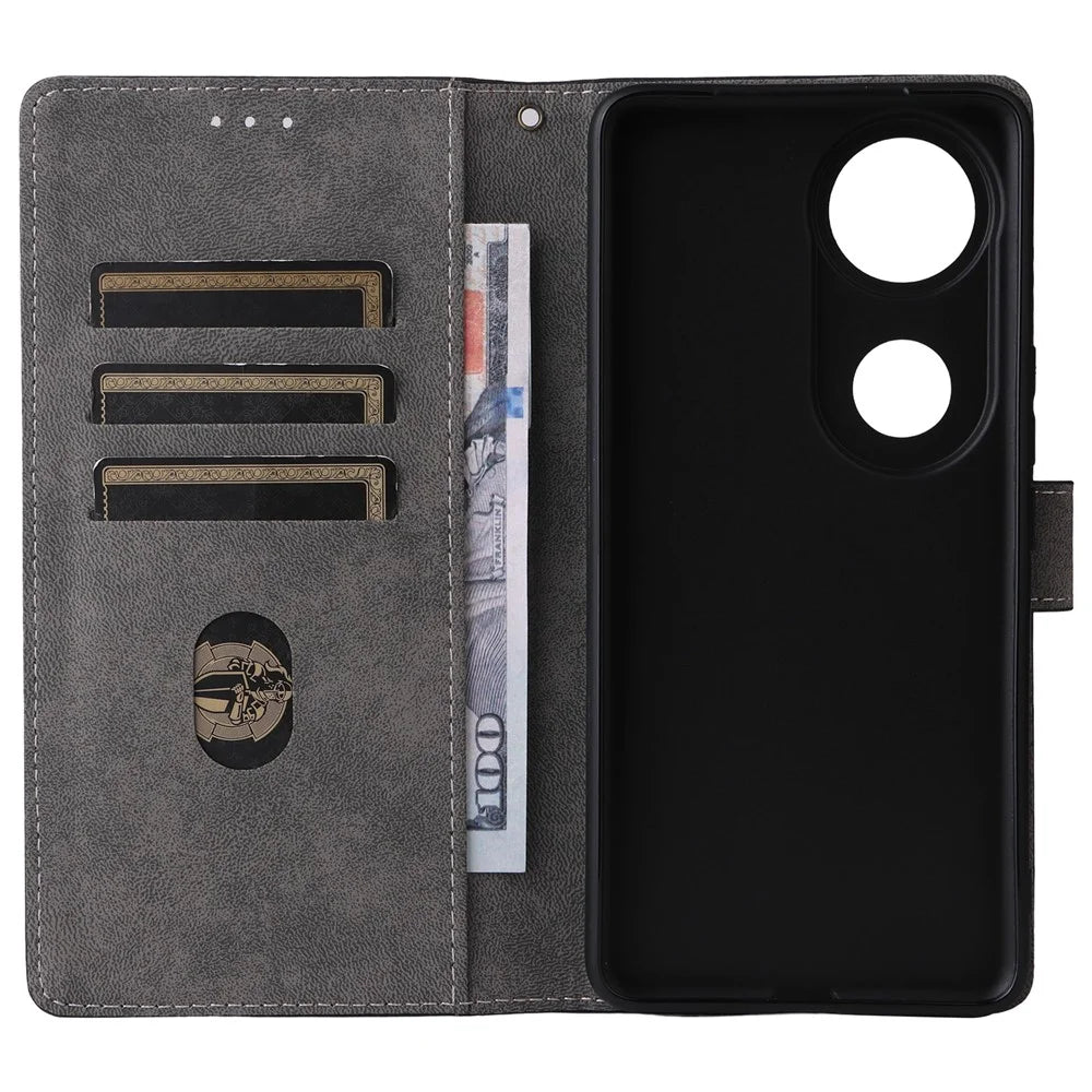 For vivo V50 5G Case Wallet RFID Blocking PU Leather Cover Viewing Stand - Black - 3