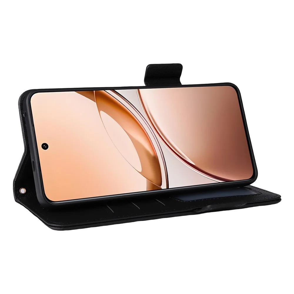 For vivo V50 Lite 4G / 5G Case with Wrist Strap Litchi Texture PU Leather Wallet Phone Cover - Black - 4