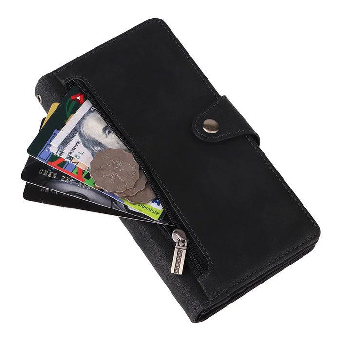For Samsung Galaxy A36 5G Case Zipper Wallet Leather Stand Phone Cover Rivet Decor - Green - 7