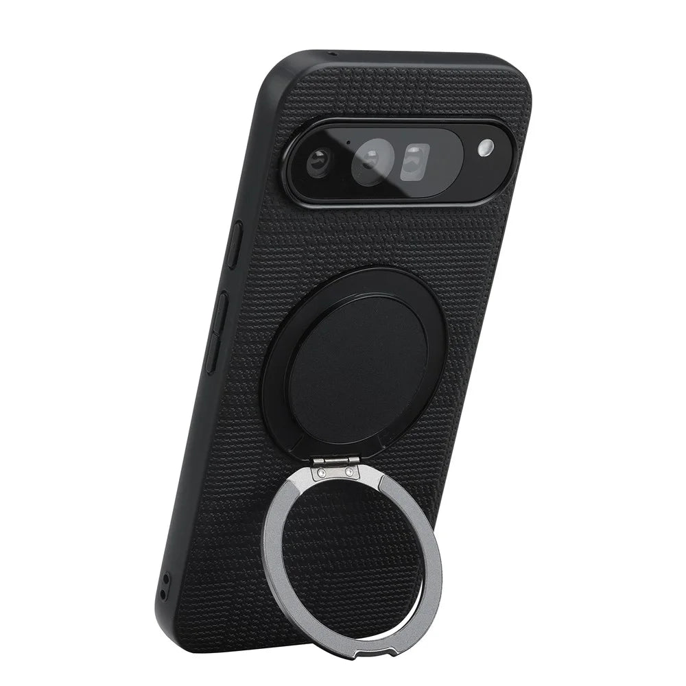 VILI D-THS Series for Google Pixel 9 Pro / 9 Magnetic Case Ring Kickstand PC TPU Phone Back Cover with Strap - Black - 4