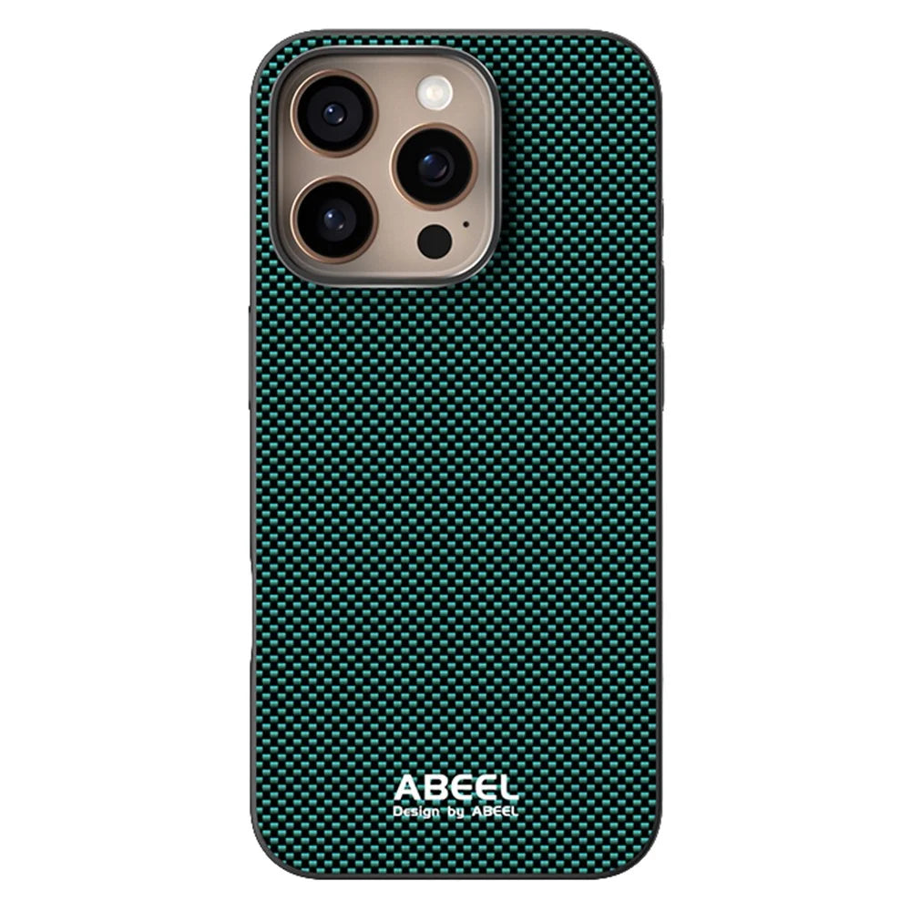 ABEEL For iPhone 16 Pro Case Compatible with MagSafe Printed PC TPU Aluminum Alloy Leather Phone Cover - Green - 1