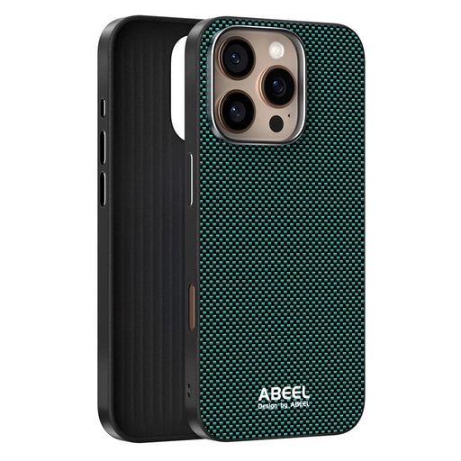 ABEEL For iPhone 16 Pro Case Compatible with MagSafe Printed PC TPU Aluminum Alloy Leather Phone Cover - Green - 2