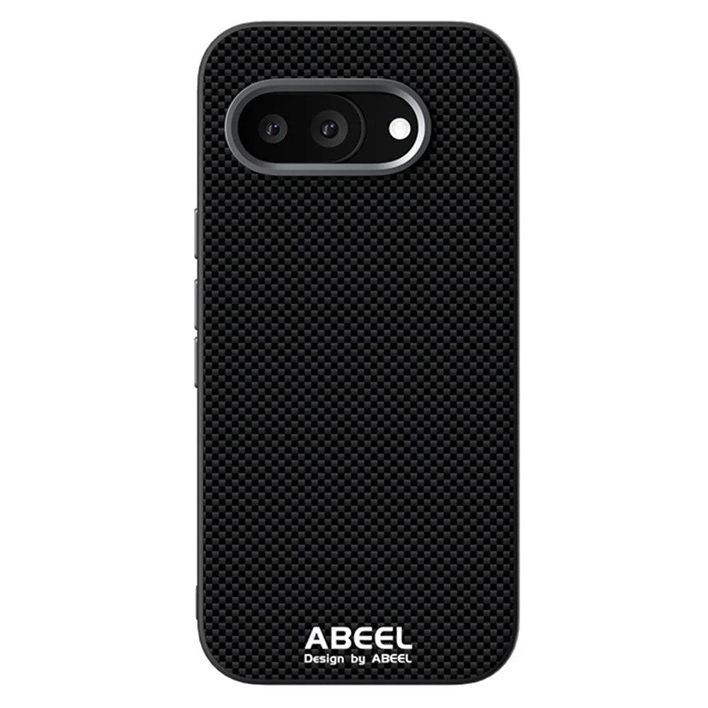 ABEEL For Google Pixel 9a Magnetic Case Printed PC TPU Aluminum Alloy Leather Phone Cover - Black - 1