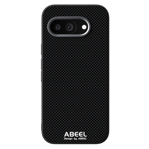 ABEEL For Google Pixel 9a Magnetic Case Printed PC TPU Aluminum Alloy Leather Phone Cover - Black - 1