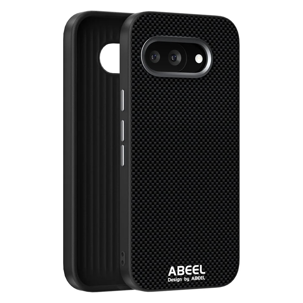 ABEEL For Google Pixel 9a Magnetic Case Printed PC TPU Aluminum Alloy Leather Phone Cover - Black - 2