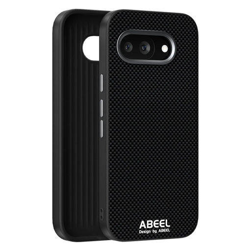 ABEEL For Google Pixel 9a Magnetic Case Printed PC TPU Aluminum Alloy Leather Phone Cover - Black - 2