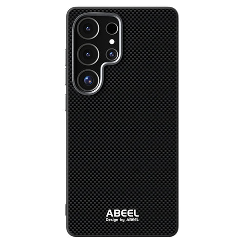 ABEEL For Samsung Galaxy S25 Ultra Magnetic Case Printed PC TPU Aluminum Alloy Leather Phone Cover - Black - 1