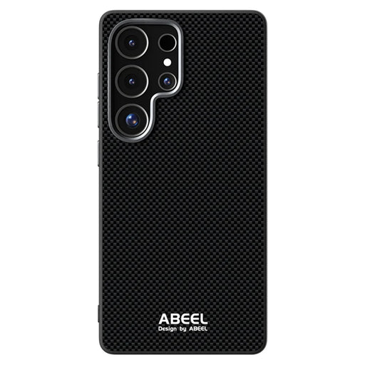 ABEEL For Samsung Galaxy S25 Ultra Magnetic Case Printed PC TPU Aluminum Alloy Leather Phone Cover - Black - 1