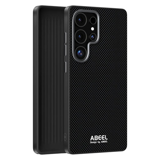 ABEEL For Samsung Galaxy S25 Ultra Magnetic Case Printed PC TPU Aluminum Alloy Leather Phone Cover - Black - 2