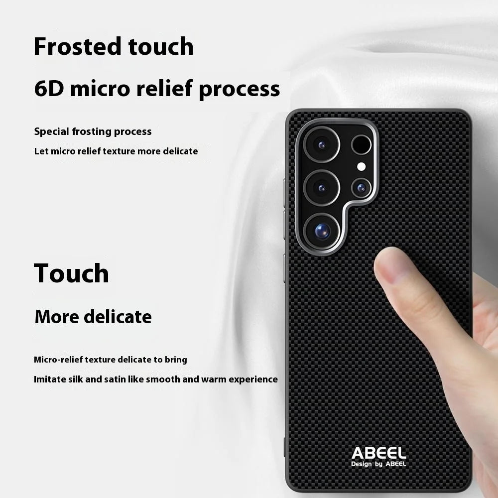 ABEEL For Samsung Galaxy S25 Ultra Magnetic Case Printed PC TPU Aluminum Alloy Leather Phone Cover - Black - 7