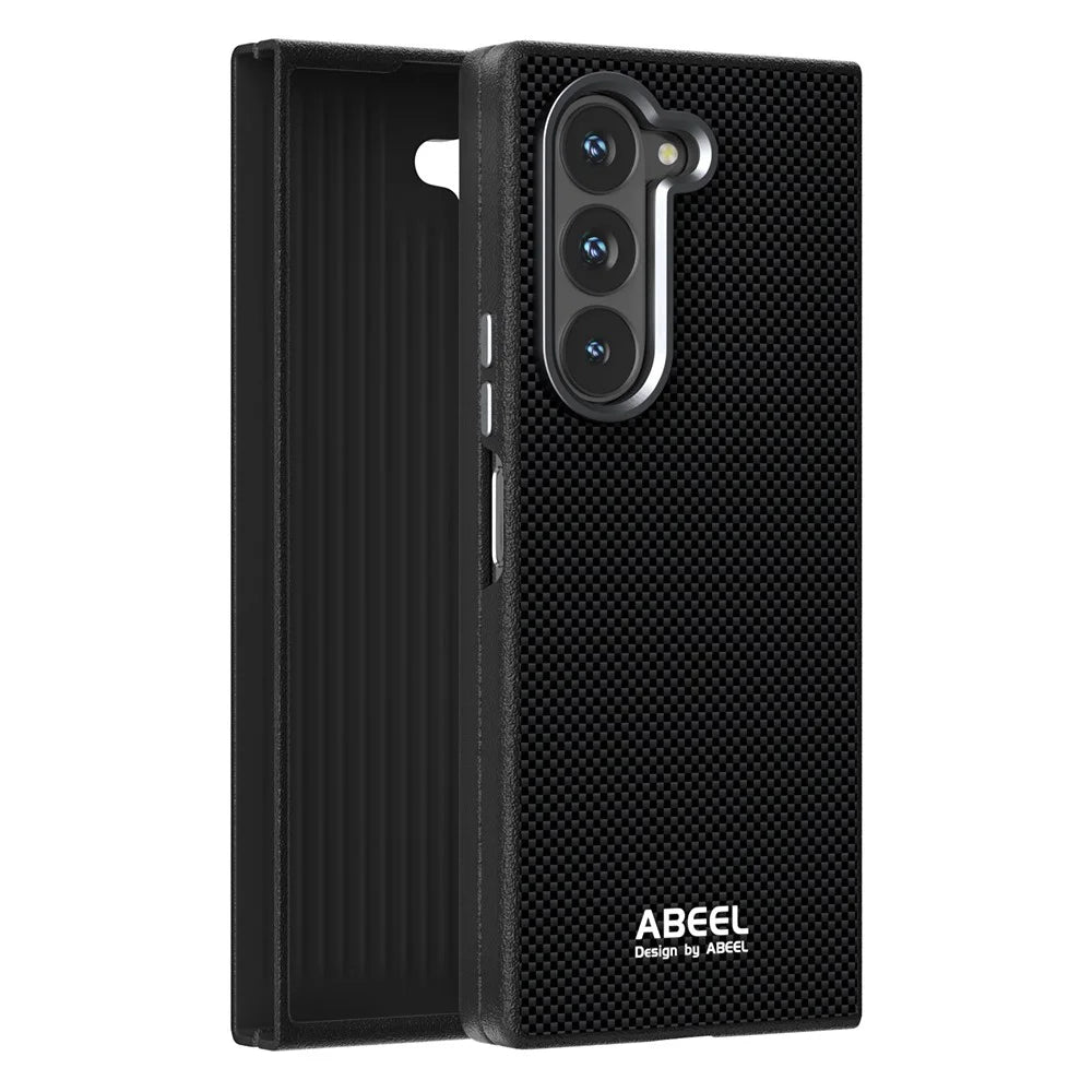ABEEL For Samsung Galaxy Z Fold6 5G Case Hidden Magnetic Printed PC TPU Aluminum Alloy Leather Phone Cover - Black - 2