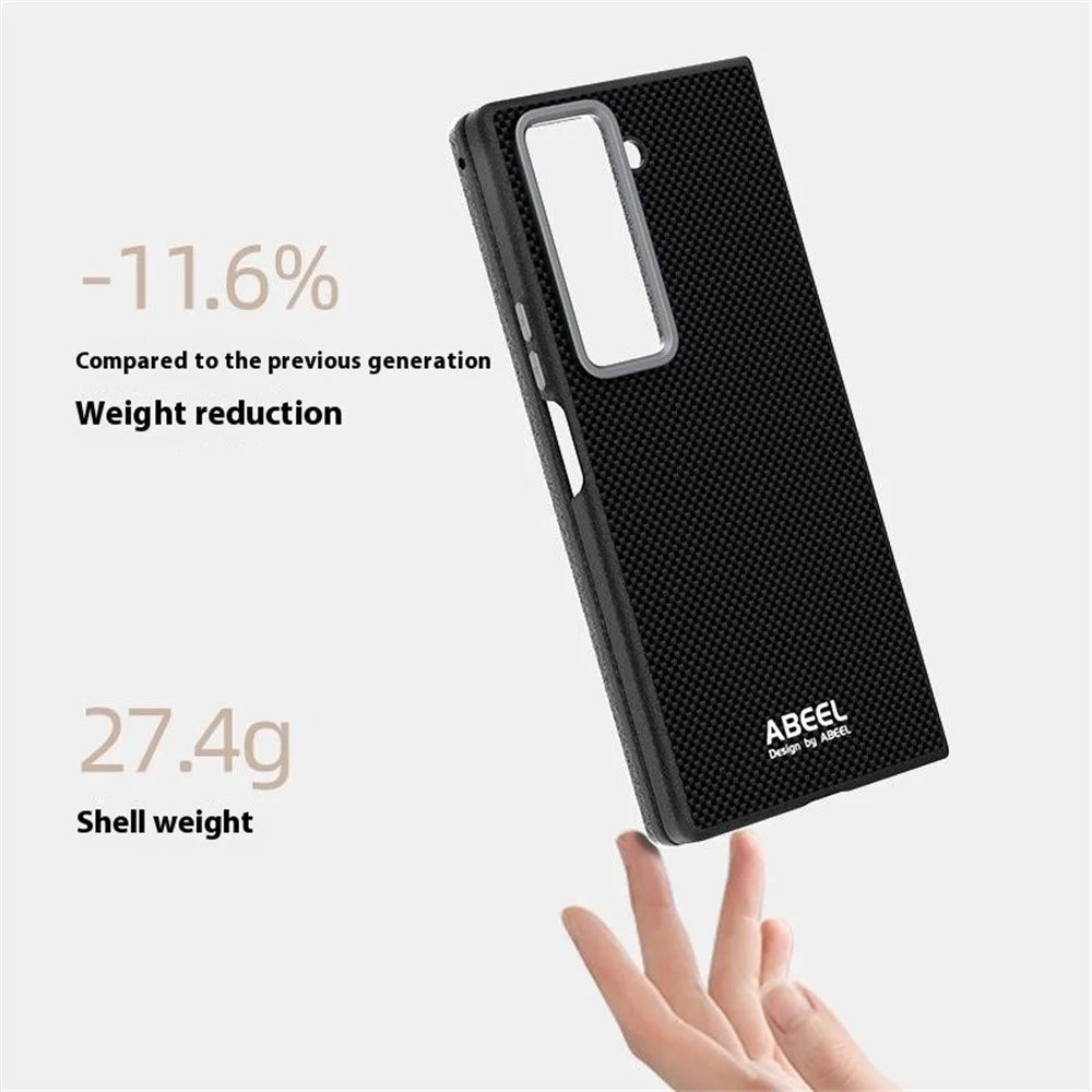 ABEEL For Samsung Galaxy Z Fold6 5G Case Hidden Magnetic Printed PC TPU Aluminum Alloy Leather Phone Cover - Black - 3