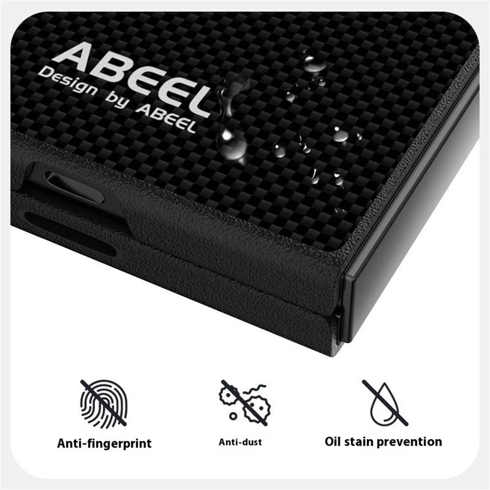 ABEEL For Samsung Galaxy Z Fold6 5G Case Hidden Magnetic Printed PC TPU Aluminum Alloy Leather Phone Cover - Black - 4
