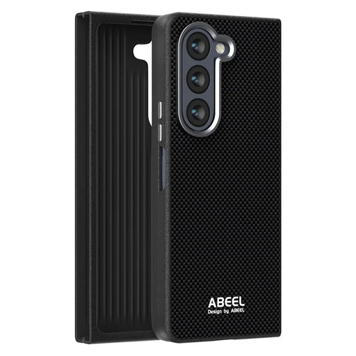 ABEEL For Samsung Galaxy Z Fold5 5G Magnetic Case Printed PC TPU Aluminum Alloy Leather Phone Cover - Black - 2