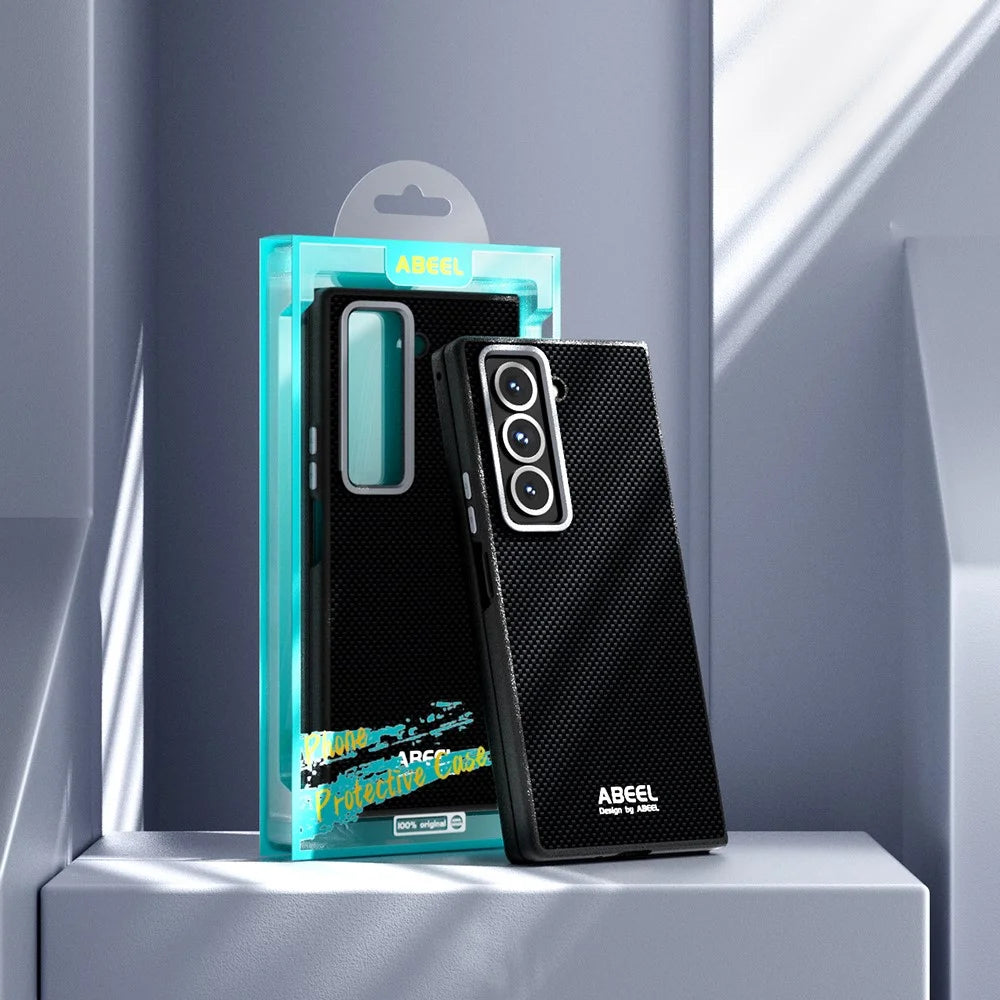 ABEEL For Samsung Galaxy Z Fold5 5G Magnetic Case Printed PC TPU Aluminum Alloy Leather Phone Cover - Black - 7