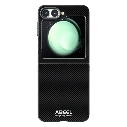 ABEEL For Samsung Galaxy Z Flip7 FE 5G / Z Flip6 5G Magnetic Case Printed PC TPU Aluminum Alloy Leather Phone Cover - Black - 1