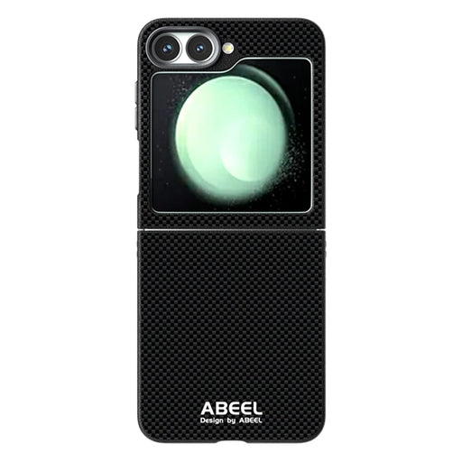 ABEEL For Samsung Galaxy Z Flip7 FE 5G / Z Flip6 5G Magnetic Case Printed PC TPU Aluminum Alloy Leather Phone Cover - Black - 1