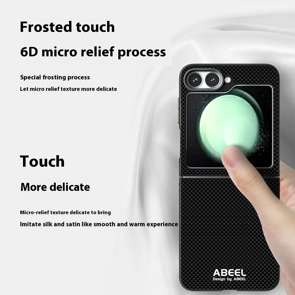 ABEEL For Samsung Galaxy Z Flip7 FE 5G / Z Flip6 5G Magnetic Case Printed PC TPU Aluminum Alloy Leather Phone Cover - Black - 3