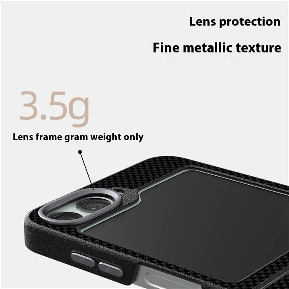 ABEEL For Samsung Galaxy Z Flip7 FE 5G / Z Flip6 5G Magnetic Case Printed PC TPU Aluminum Alloy Leather Phone Cover - Black - 7