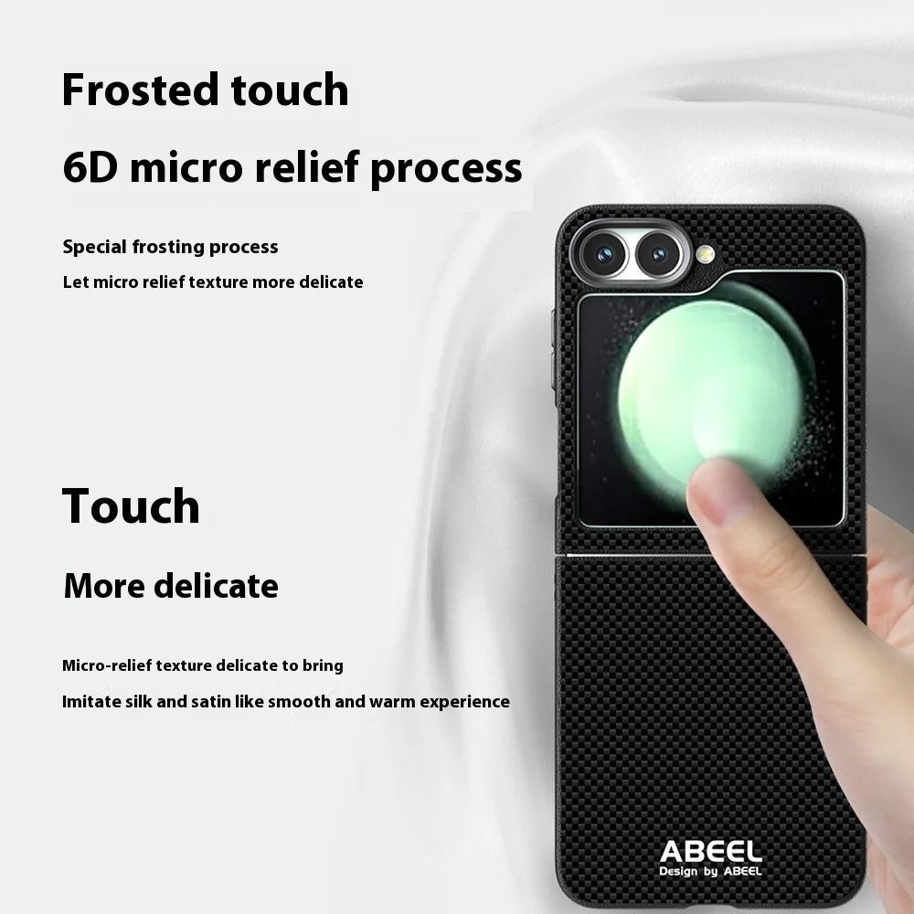ABEEL For Samsung Galaxy Z Flip5 5G Magnetic Case Printed PC TPU Aluminum Alloy Leather Phone Cover - Black - 3