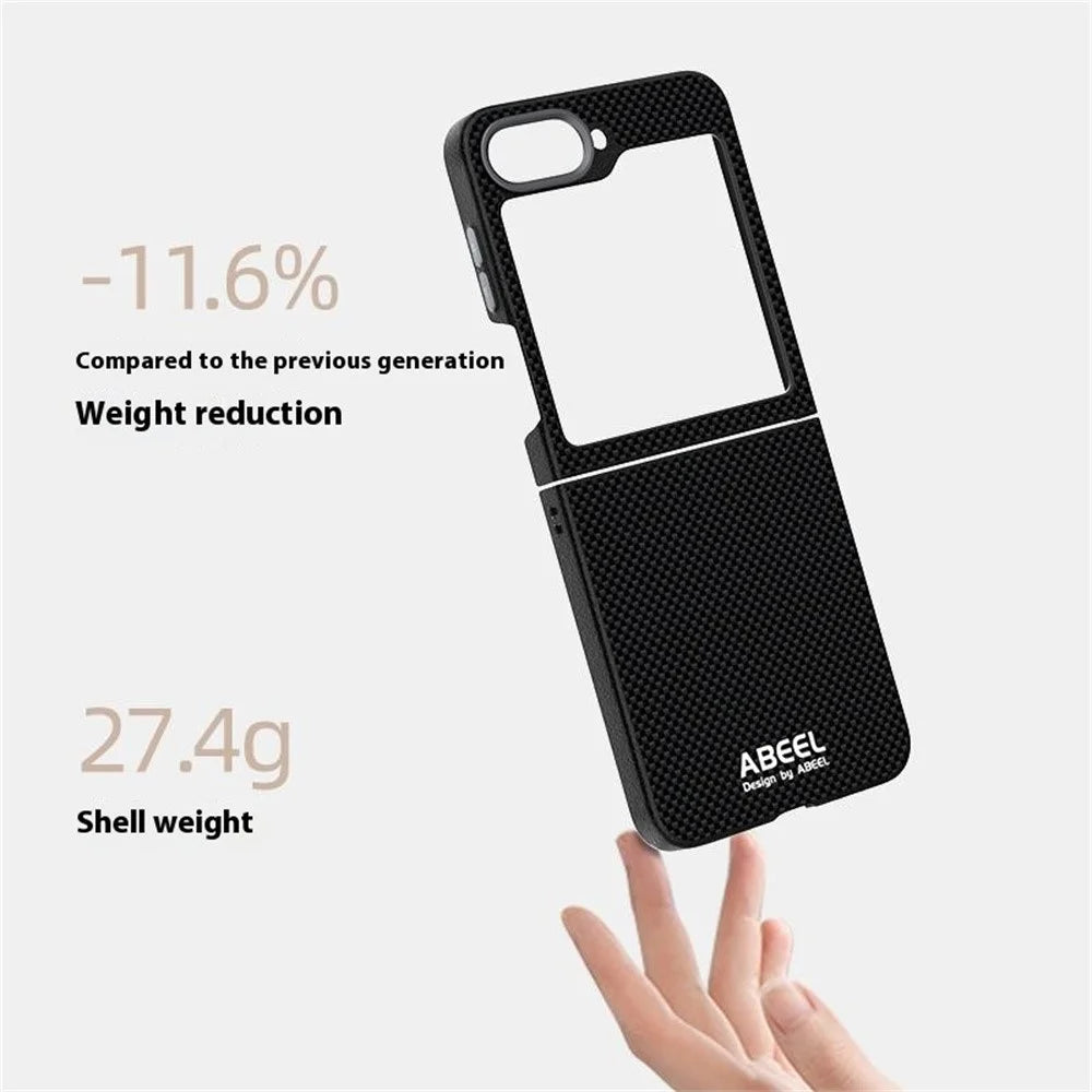 ABEEL For Samsung Galaxy Z Flip5 5G Magnetic Case Printed PC TPU Aluminum Alloy Leather Phone Cover - Black - 4