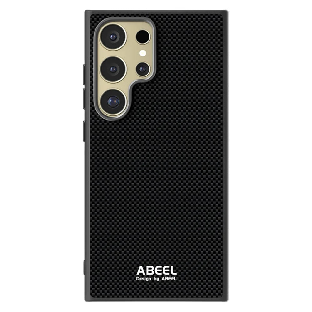 ABEEL For Samsung Galaxy S24 Ultra Magnetic Case Printed PC TPU Aluminum Alloy Leather Phone Cover - Black - 1