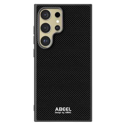 ABEEL For Samsung Galaxy S24 Ultra Magnetic Case Printed PC TPU Aluminum Alloy Leather Phone Cover - Black - 1