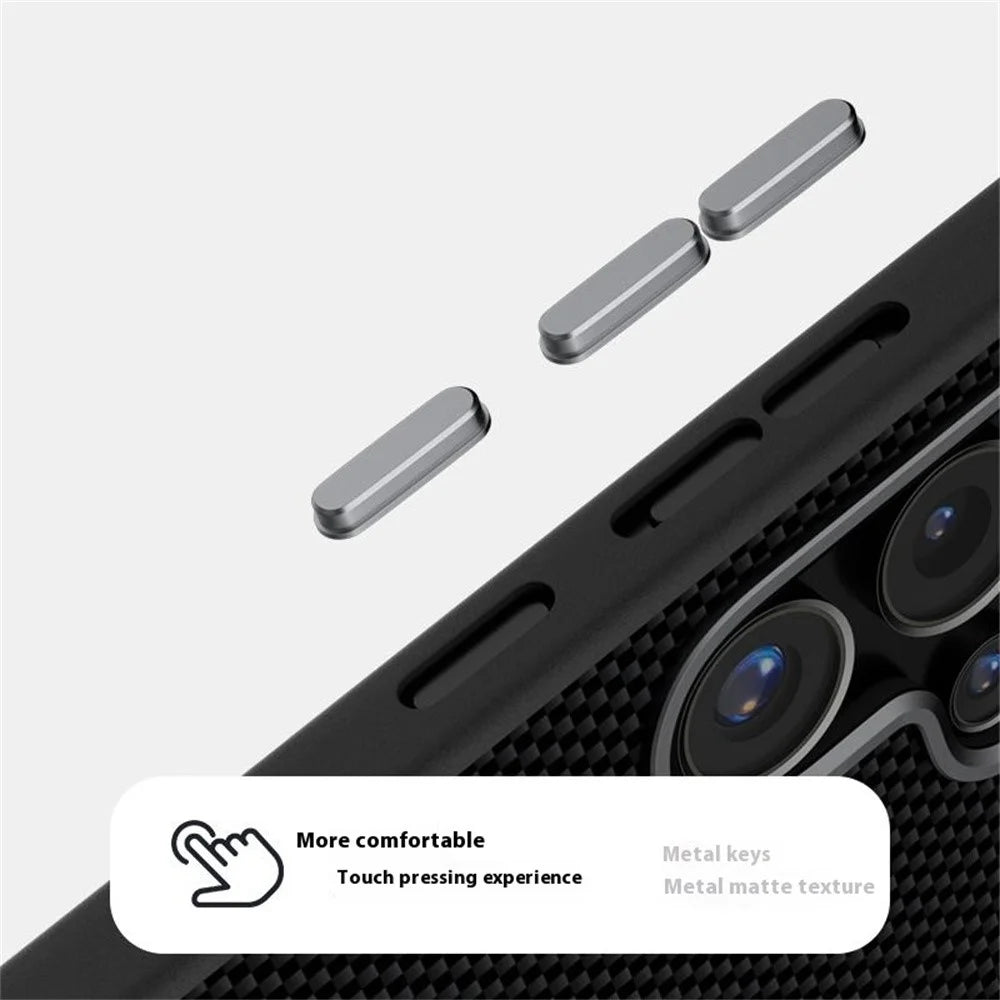 ABEEL For Samsung Galaxy S24 Ultra Magnetic Case Printed PC TPU Aluminum Alloy Leather Phone Cover - Black - 6
