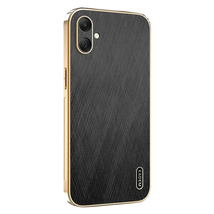 KADEM For Samsung Galaxy A06 4G Case Electroplating Silk Texture PU + TPU Phone Back Cover - Black - 1