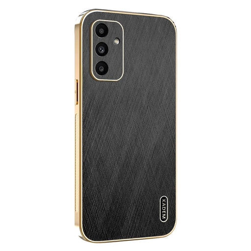 KADEM For Samsung Galaxy  A15 4G / 5G Case Electroplating Silk Texture PU + TPU Phone Back Cover - Black - 1
