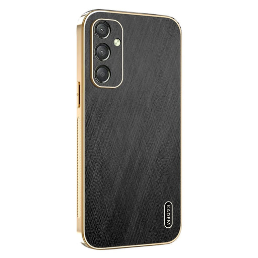 KADEM For Samsung Galaxy A25 5G (Global) (161.0 x 76.5 x 8.3mm) Case Electroplating Silk Texture PU + TPU Phone Back Cover - Black - 1