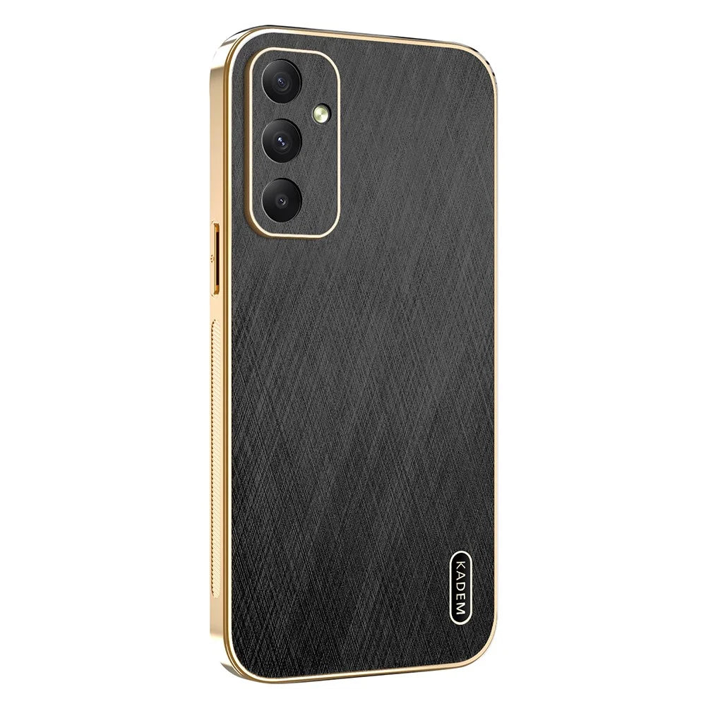 KADEM For Samsung Galaxy A35 5G Case Electroplating Silk Texture PU + TPU Phone Back Cover - Black - 1