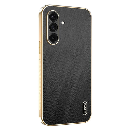 KADEM For Samsung Galaxy A36 5G Case Electroplating Silk Texture PU + TPU Phone Back Cover - Black - 1