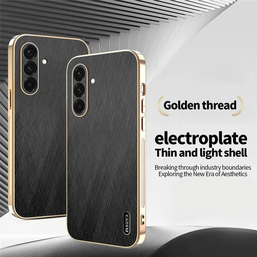 KADEM For Samsung Galaxy A36 5G Case Electroplating Silk Texture PU + TPU Phone Back Cover - Black - 2