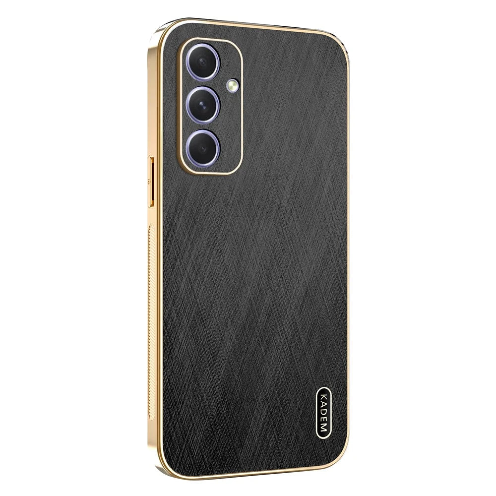 KADEM For Samsung Galaxy A55 5G Case Electroplating Silk Texture PU + TPU Phone Back Cover - Black - 1