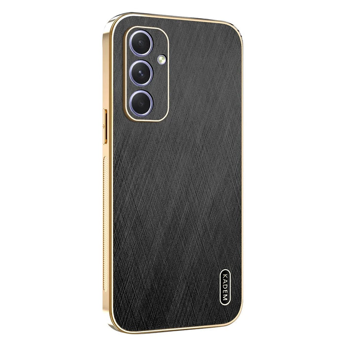 KADEM For Samsung Galaxy A55 5G Case Electroplating Silk Texture PU + TPU Phone Back Cover - Black - 1