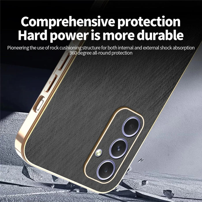 KADEM For Samsung Galaxy A55 5G Case Electroplating Silk Texture PU + TPU Phone Back Cover - Black - 4