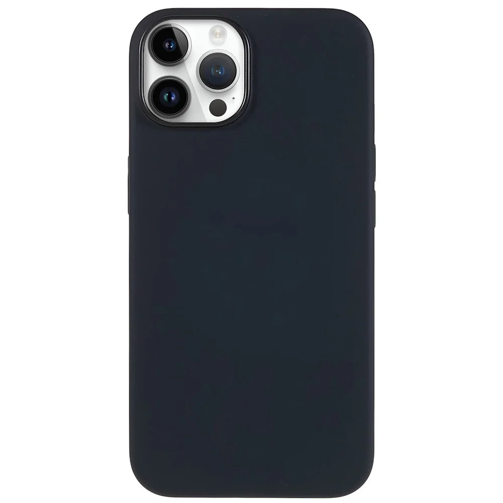 Liquid Silicone Phone Case for iPhone 14 Pro Max Anti-Fall Protective Case Scratch Resistant Phone Cover - Black - 1