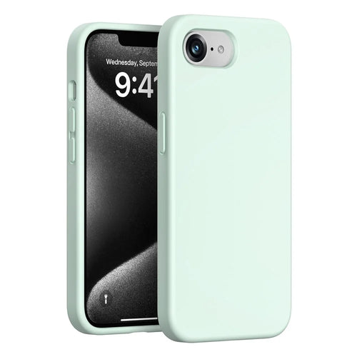 For iPhone 17e / 16e Case PC + Liquid Silicone Anti-Scratch Lining Phone Cover - Light Green - 1